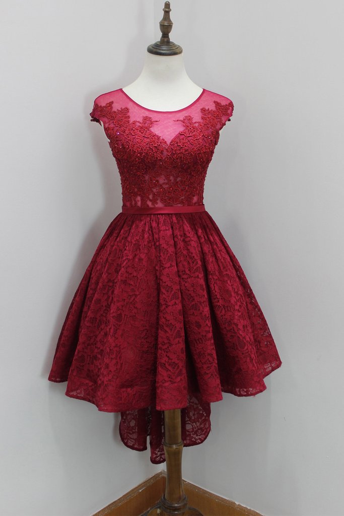 Wine Colored High Low Bridesmaid Dresses